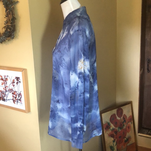 TESS size XL Cloudscape Button 100% Silk Button-front Ethereal Heavenly $109 NEW - Picture 6 of 12